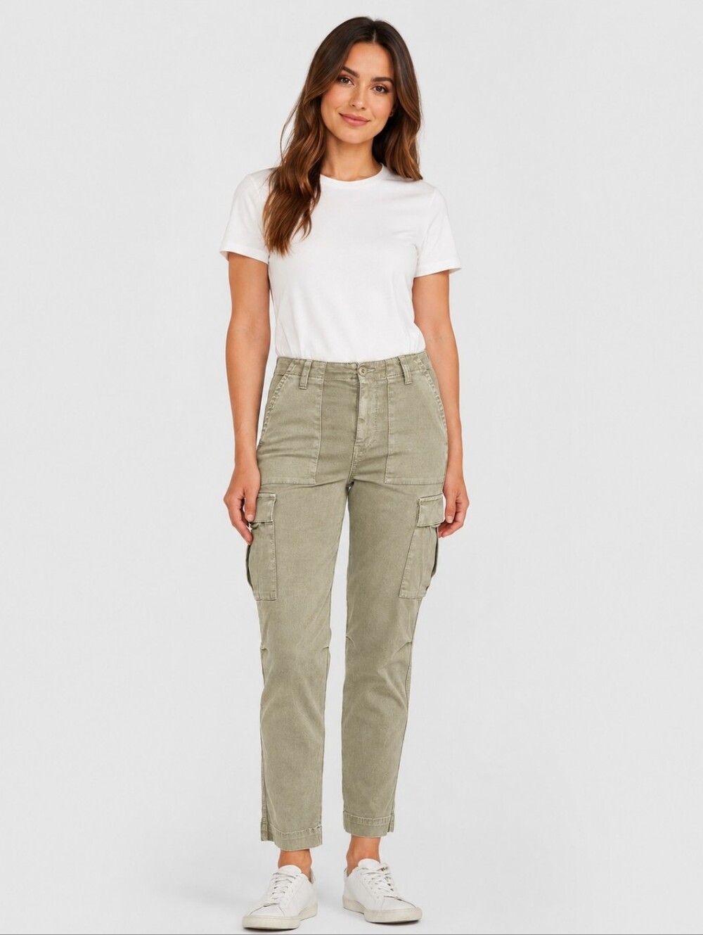 ❤️ HUDSON JANE HIGH RISE SLIM CARGO PANTS / JEANS, GREEN, 00 (24)